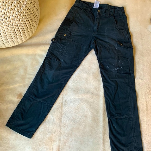 Carhartt Jeans Carhartt Black Cargo Work Pants Stained Poshmark